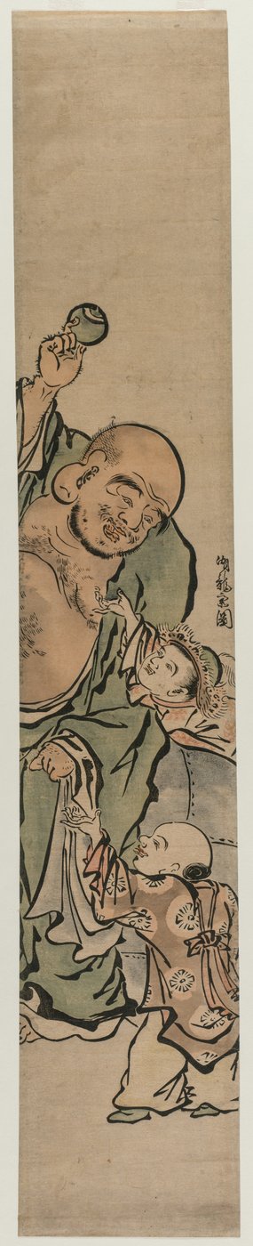Deux enfants mendiant un bijou à Hotei, vers 1770 - Isoda Koryusai