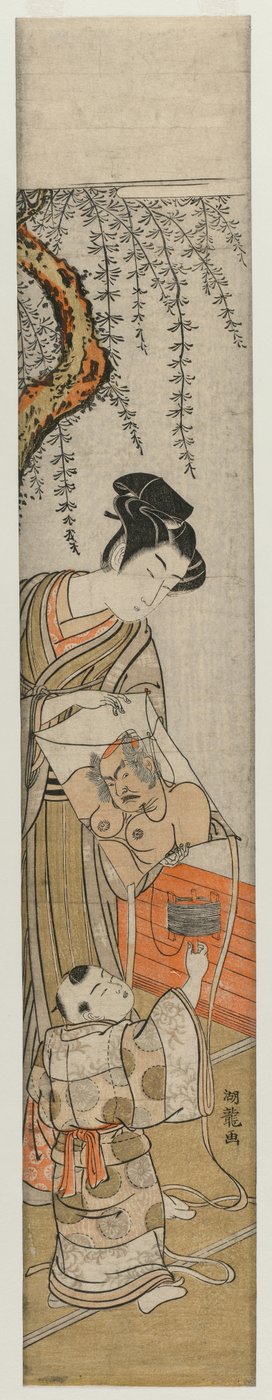 Jeune homme et enfant avec un cerf-volant - Isoda Koryusai