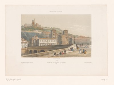 Vue du Pont de Tilsitt et de la Cathédrale Saint-Jean à Lyon - Isodore Laurent Deroy