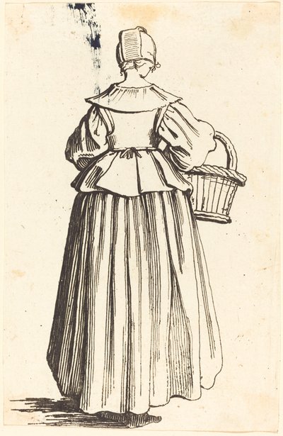 Paysanne avec panier, vue de dos - Israel Henriet after Jacques Callot