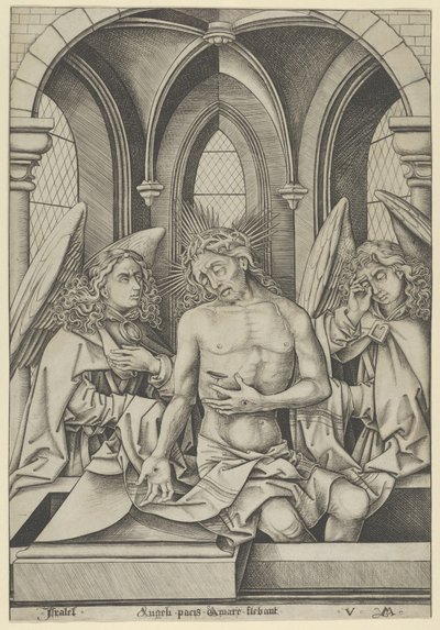 Le Christ en homme de douleurs entre deux anges - Israhel van Meckenem