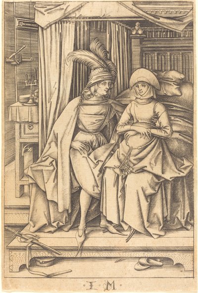 Couple assis sur un lit, vers 1495-1503 - Israhel van Meckenem