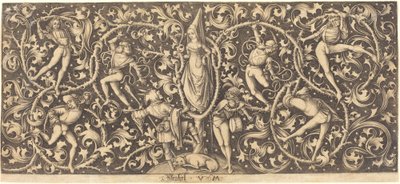 Ornement avec danseurs de Morris, vers 1490-1500 - Israhel van Meckenem
