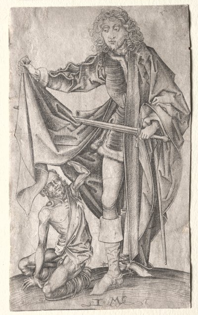 Saint Martin partageant son manteau avec un mendiant - Israhel van Meckenem