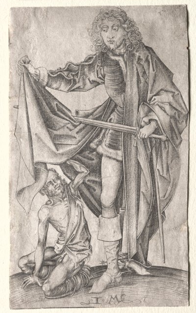 Saint Martin partageant son manteau avec un mendiant - Israhel van Meckenem
