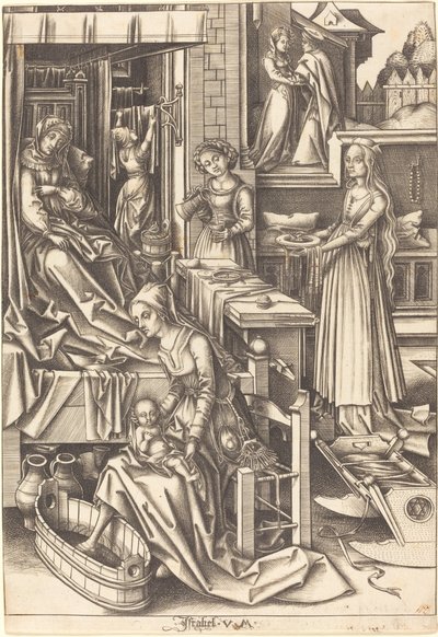 La naissance de la Vierge, vers 1490-1500 - Israhel van Meckenem