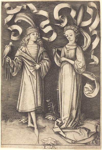 Le fauconnier et la noble dame - Israhel van Meckenem