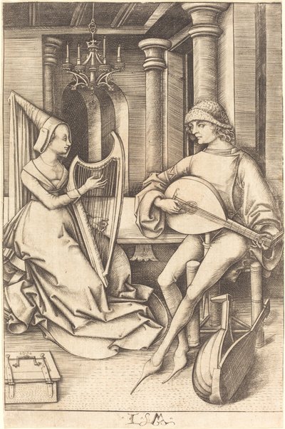 Le joueur de luth et le harpiste, c. 1495-1503 - Israhel van Meckenem