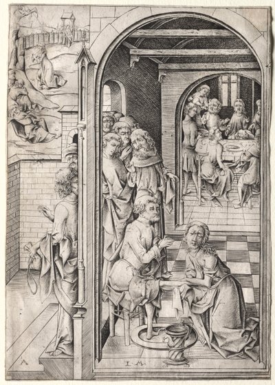 La Passion : Le Christ lavant les pieds de ses disciples - Israhel van Meckenem