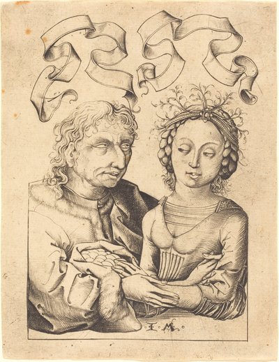 Le Vieil Homme Insensé et la Jeune Fille - Israhel van Meckenem after Master of the Housebook