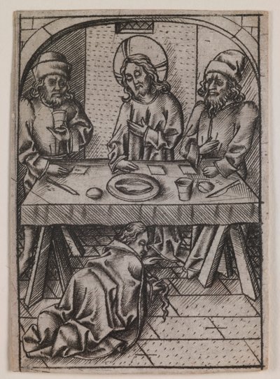 Marie-Madeleine lavant les pieds du Christ - Israhel van Meckenem the younger