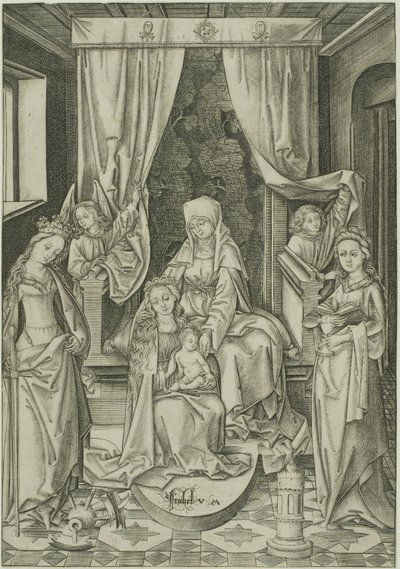 La Madone avec Sainte Anne, Sainte Catherine et Sainte Barbara - Israhel van Meckenem the younger