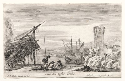 Vues de ports maritimes : Vue de la côte italienne - Israël Henriet