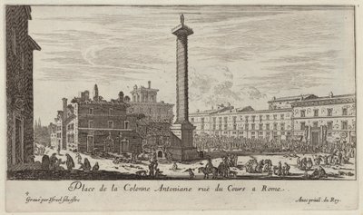 Place de la Colonne Antoniane rue du Cours à Rome - Israël Silvestre