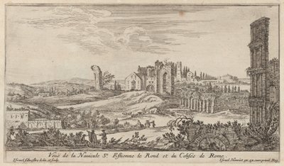 Vue de la Navicule St. Estienne le Rond et du Colisée de Rome - Israël Silvestre