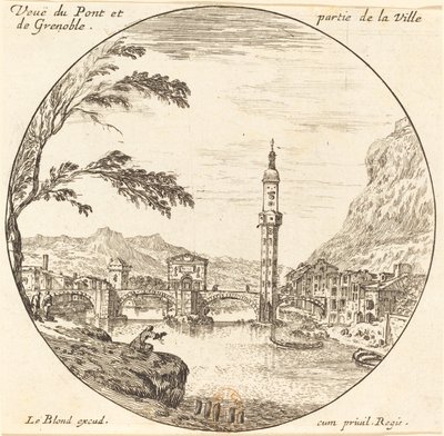 Vue du pont et partie de la ville de Grenoble - Israël Silvestre