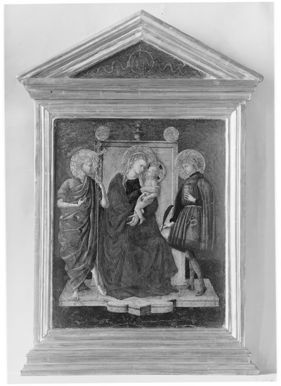 Madone et Enfant en trône avec Saint Jean-Baptiste et un autre saint - Italian
