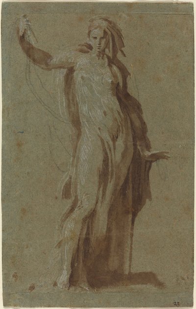 Femme debout tenant un parchemin - Italian 16th Century