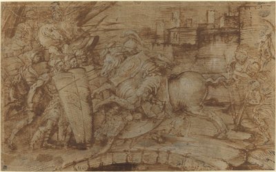 Horatius Cocles défendant Rome - Italian 16th Century or Master of the Victoria and Albert Diableries