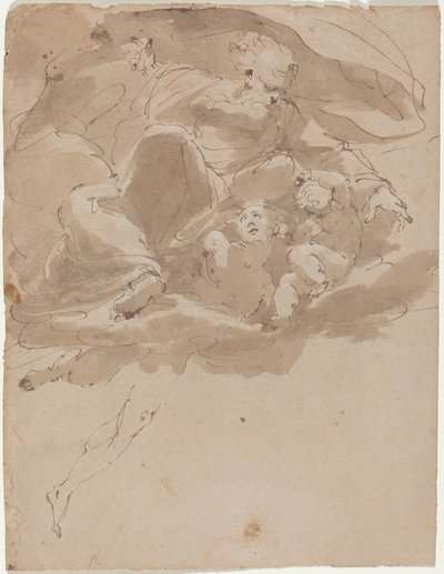 Dieu le Père avec des anges - Italian 17th Century
