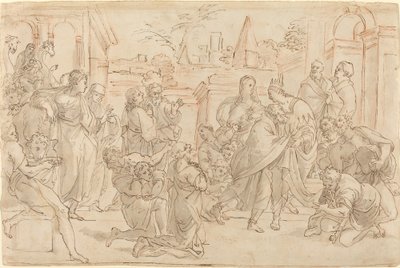 Joseph et son frère en Égypte [verso] - Italian 17th Century