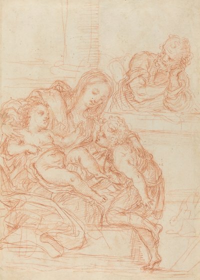 Madonna et enfant avec les saints Jean et Joseph - Italian 17th Century