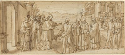 La rencontre de San Carlo Borromeo et San Filippo Neri - Italian 17th Century