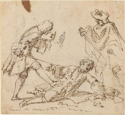Trois hommes se battant - Italian 17th or 18th Century
