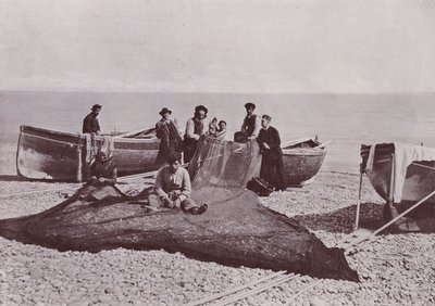 Italie : Bordighera, pêcheurs au travail (photo n/b) - Italian Photographer