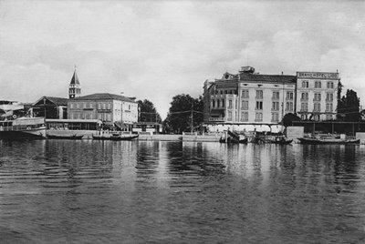 Venise, Lido, Embarcadère et Grand Hôtel Lido (photo n/b) - Italian Photographer