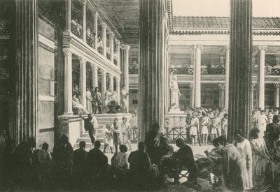 Un jugement criminel dans la basilique (gravure) - Italian School