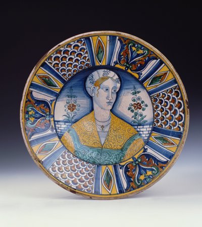 Un grand plat de portrait de Deruta, vers 1530 - Italian School