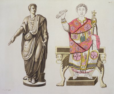 Un Sénateur Romain et un Officiel, de Costumi dei Romani, c.1805-20 (aquatinte) - Italian School