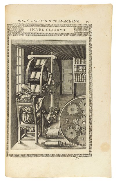 Une page du livre "Le diverse et artificiose machine", 1588 - Italian School