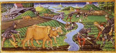 Agriculture au début du 15ème siècle. Biblioteca Ricciardiana, Florence. - Italian School