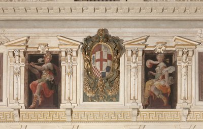 Figures allégoriques et armoiries de la famille Marino - Italian School