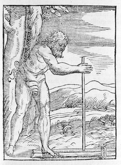 Un Indien Taïnos allumant un feu en frottant deux morceaux de bois. Gravure de « Navigationi et Viaggi » de Giovanni Battista Ramusio (1485-1557), vol. III, Venise 1565. - Italian School