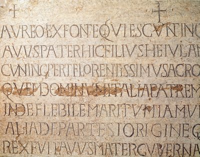Archéologie du Moyen Âge : pierre tombale du roi lombard Cunipert, dit le Pieux - Italian School