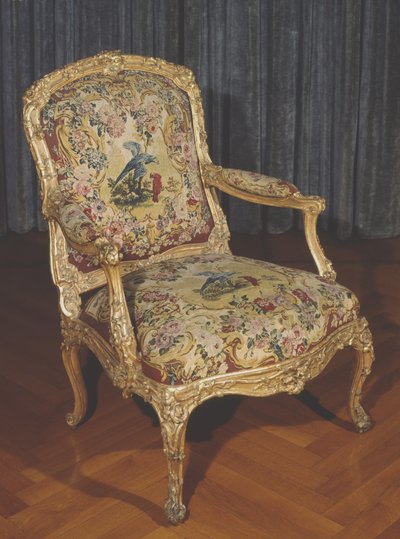 Fauteuil à la Reine (bois doré et tapisserie) - Italian School