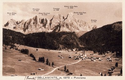 Bellamonte, hameau de Predazzo, carte postale, Trentin-Haut-Adige, Italie, XXe siècle - Italian School
