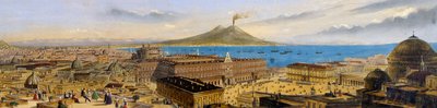 Vue aérienne du Palais Royal et de la Piazza Plebiscito à Naples, Italie - Italian School