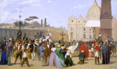 Bénédiction de Pie IX depuis le balcon de Saint-Pierre - Italian School