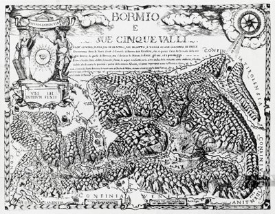 Bormio et ses cinq vallées, gravure, Italie - Italian School