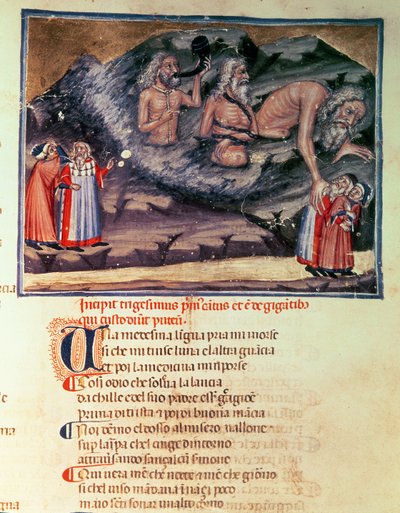 Chant XXXI Dante et Virgile et les trois géants dans le cercle perdu, de la Divine Comédie (l