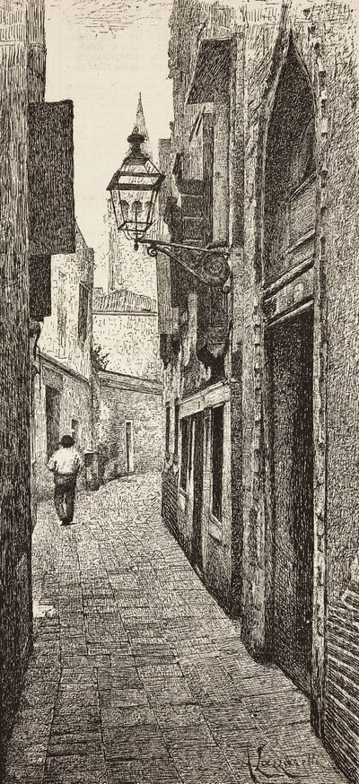 Maison de Carlo Goldoni à Venise, Italie, gravure d