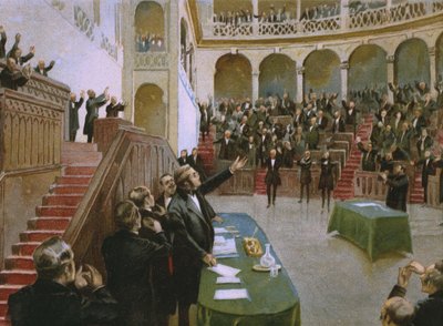 Cavour fait applaudir le roi Victor Emmanuel II (1820-78) par le premier parlement national italien le 18 février 1861, illustration d