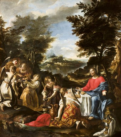 Le Christ servi par les anges, vers 1650-1700 - Italian School