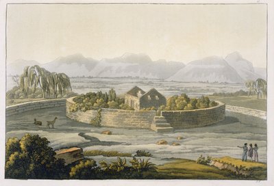 Forteresse circulaire de Cannar, Pérou, de Le Costume Ancien et Moderne, Volume II, planche 1, par Jules Ferrario, publié vers 1820-1830 - Italian School