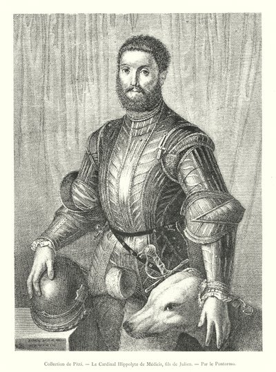 Collection de Pitti, Le Cardinal Hippolyte de Médicis, fils de Julien, Par le Pontormo (gravure) - Italian School