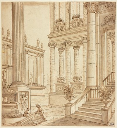 Portique à colonnades - Italian School